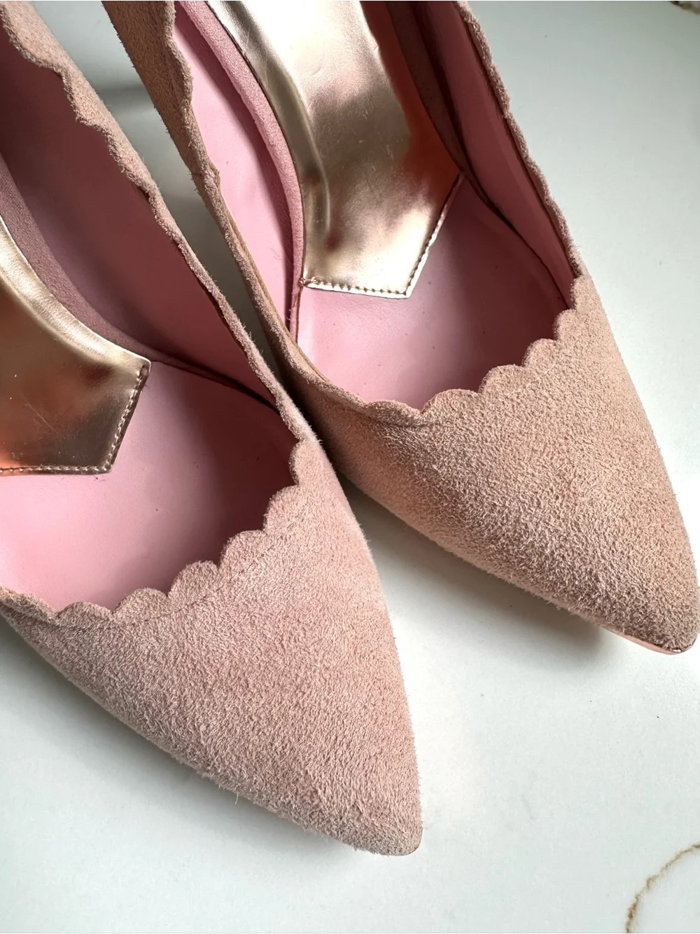 Ted Baker London pink suede Sloana scalloped pumps 8 - Picture 8 of 8